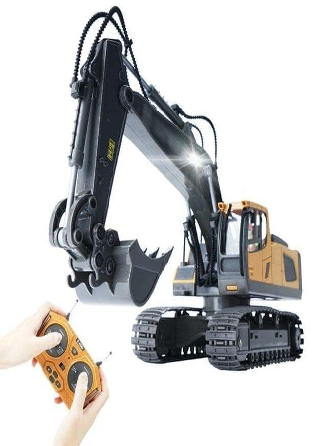 JOYJAY Remote Control Excavator Toy, Rechargeable 11 Channel 2.4Ghz RC Construction Vehicles with Metal Shovel for Kids, 680° Rotation with Lights and Sound - 1/20 Scale Digger for Boys 6-12 - Image 2